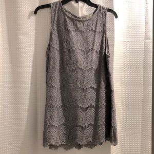 Grayish purple lace sleeveless tunic